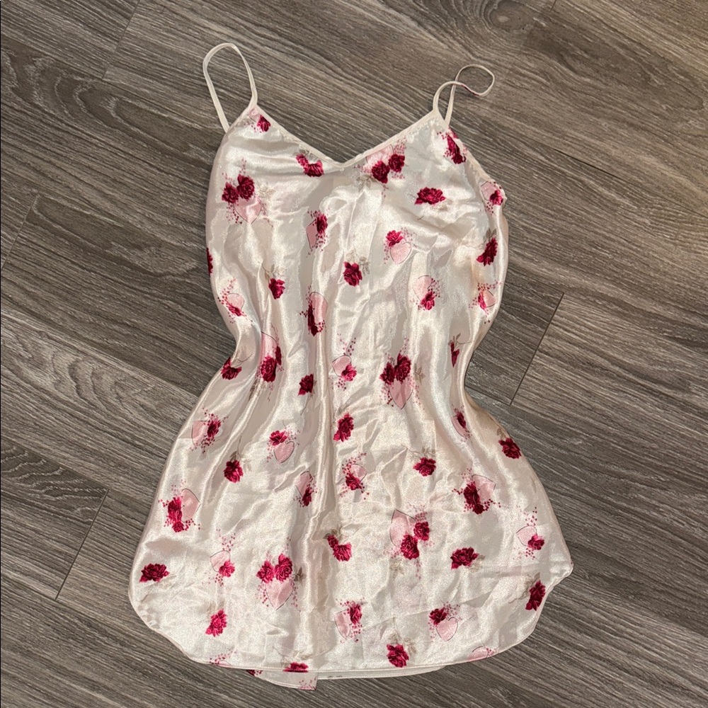 Vintage Floral hearts Satin Slip Dress